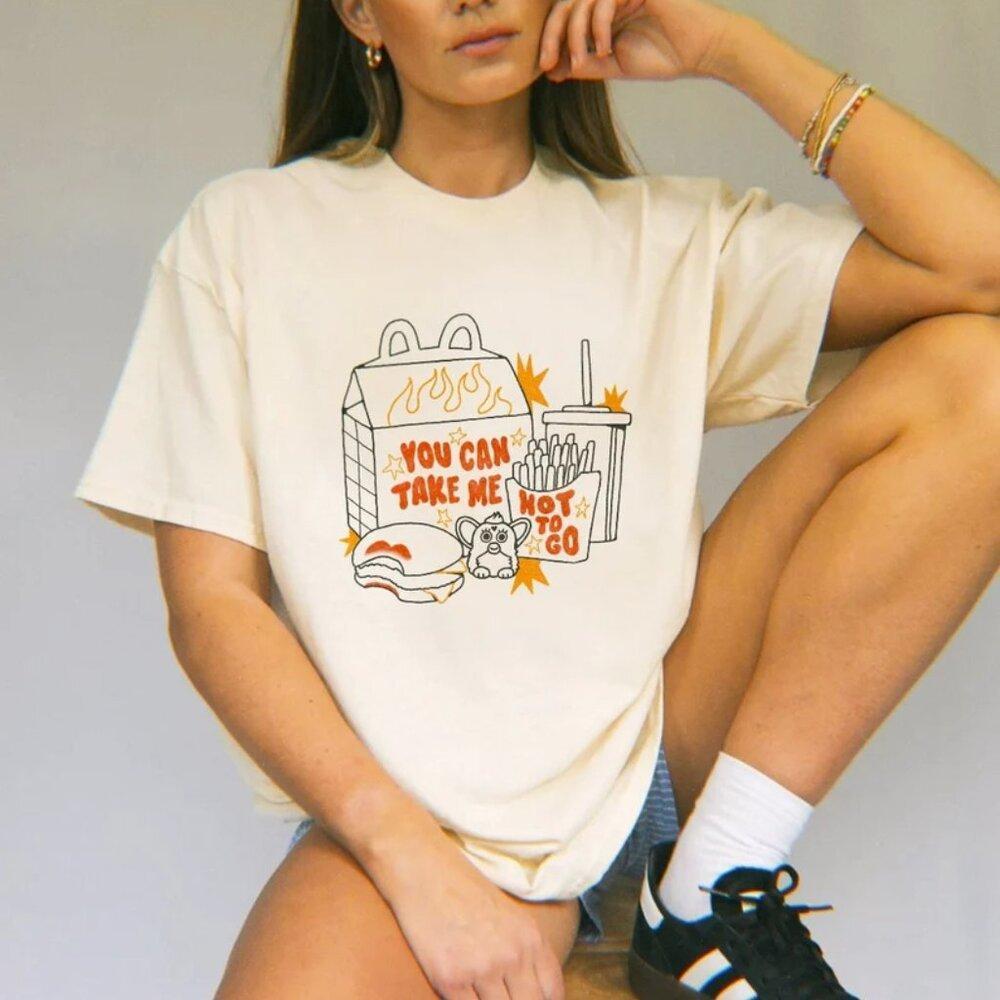 Hot To Go T-Shirt Cheese Burger Lipstick Cream Tee Shirt Tee